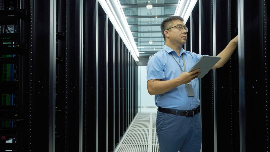 engineer in server room